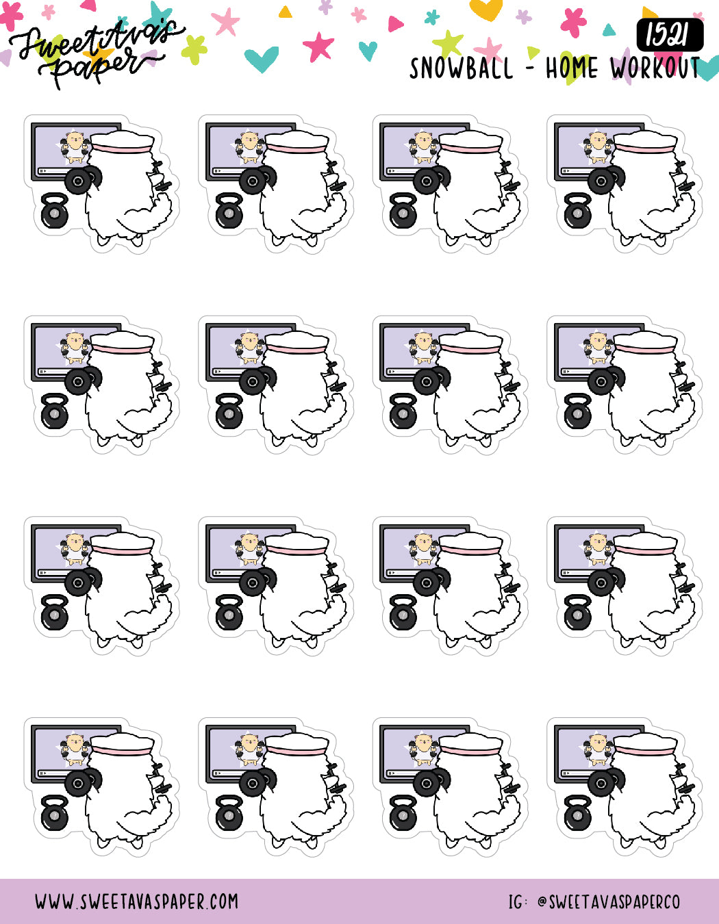Workout At Home Planner Stickers - Exercise Planner Stickers - Online Workout Planner Stickers - Exercise Planner Stickers - Snowball The Ca