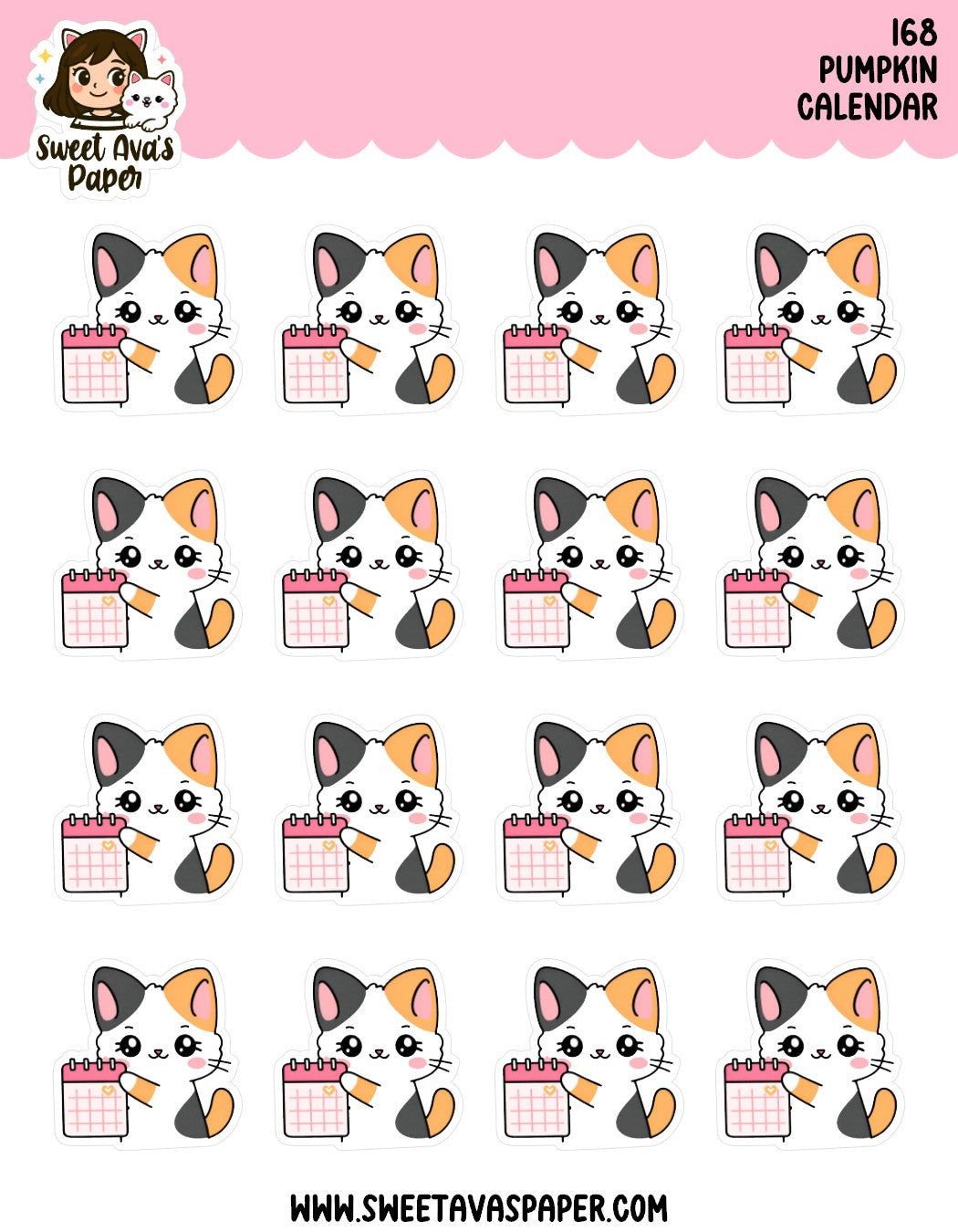 Pumpkin The Calico Cat Calendar Planner Stickers