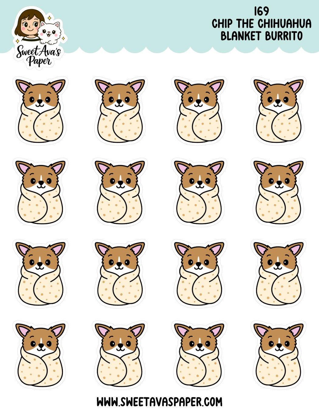 Chip the Chihuahua Cozy Blanket Planner Stickers