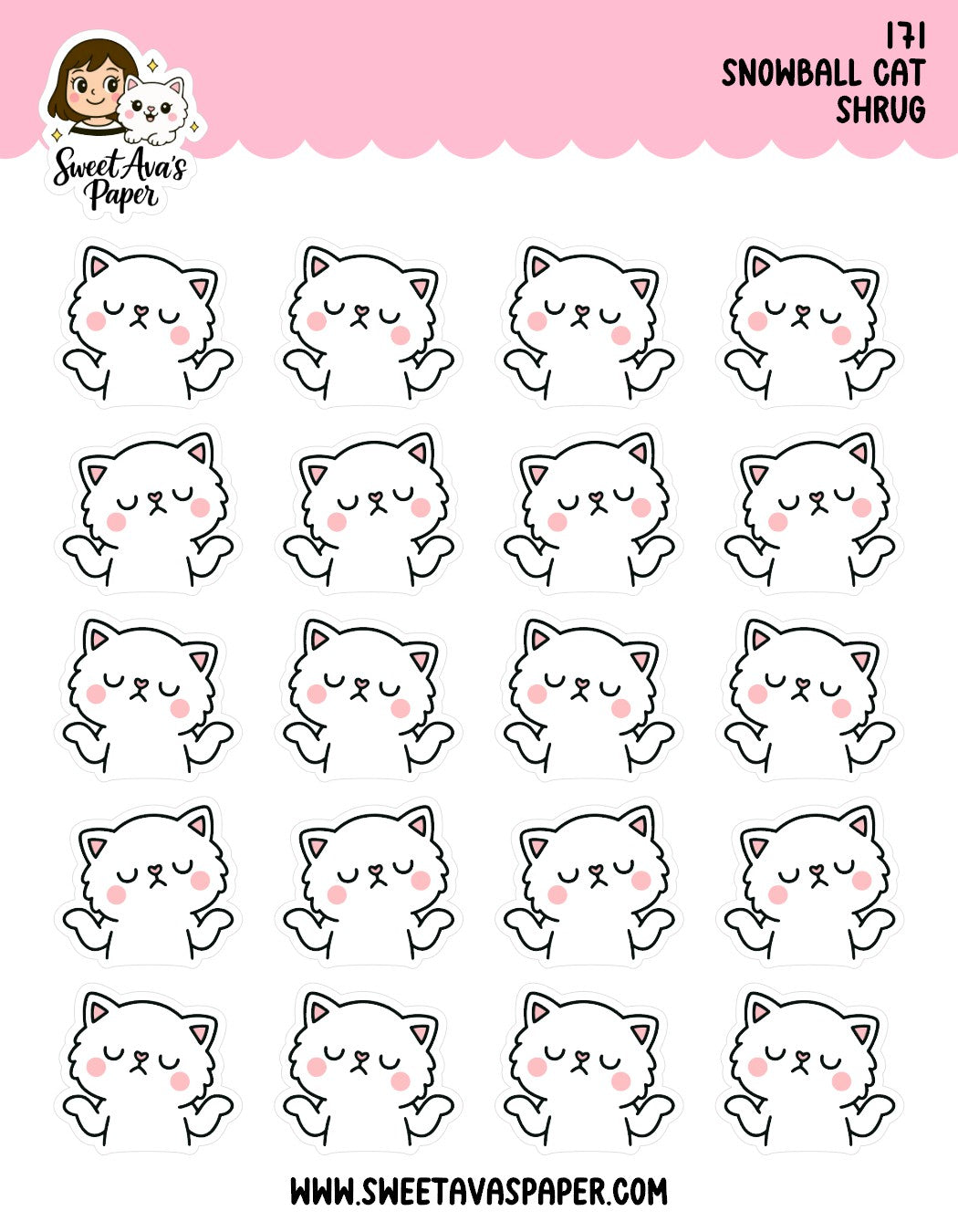 Snowball Cat Shrug Planner Stickers