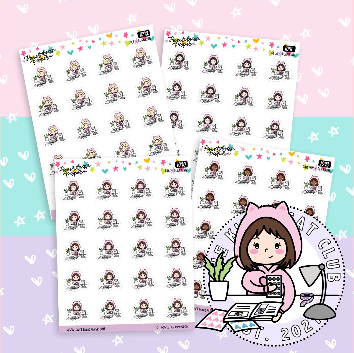 Planning At Desk Planner Stickers - The Kitty Cat Club