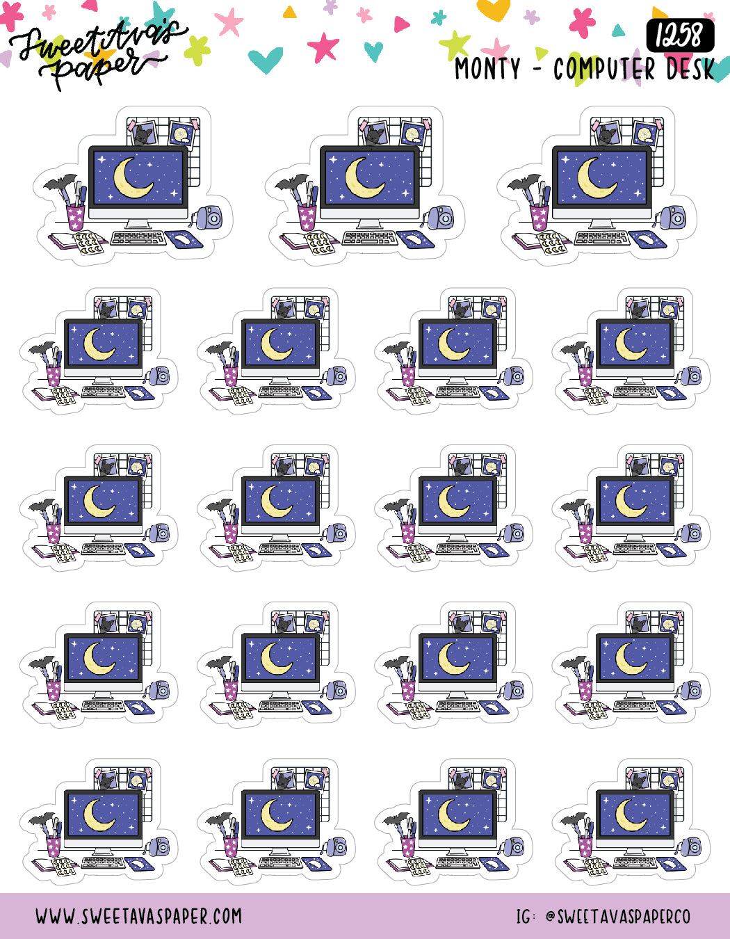 Night Time Desktop Planner Stickers - Icon Stickers - Monty The Bat - [1258]