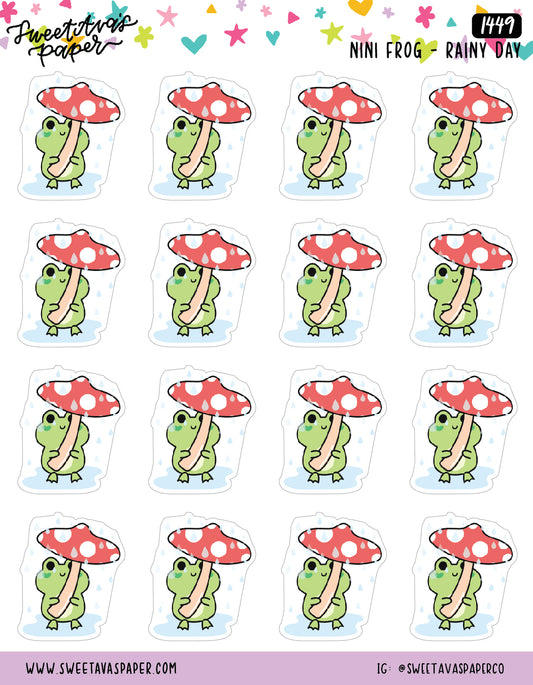 Mushroom Umbrella Planner Stickers - Character Planner Stickers - Nini Frog - [1449]