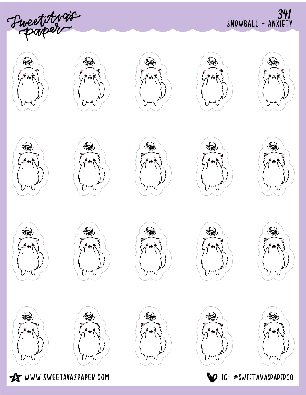 ICON SIZE - Anxiety Planner Stickers - Snowball The Cat - [341] – Sweet  Ava's Paper