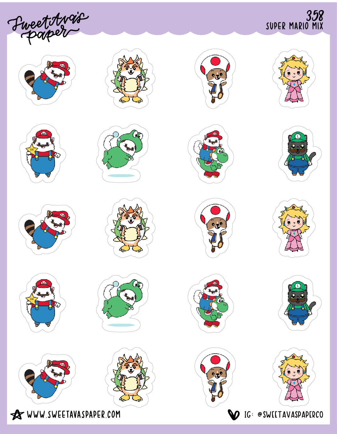 ICON SIZE - Mario Cat Planner Stickers - Snowball The Cat - [358