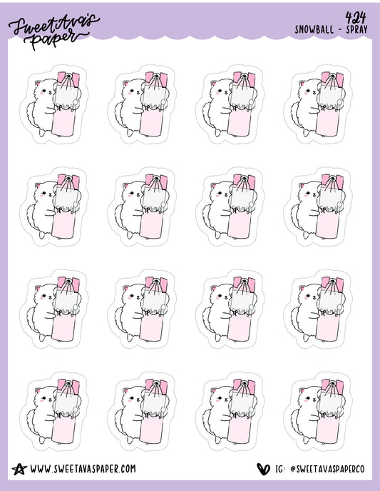 Sanitizer Spray Planner Stickers - Snowball The Cat - [424]
