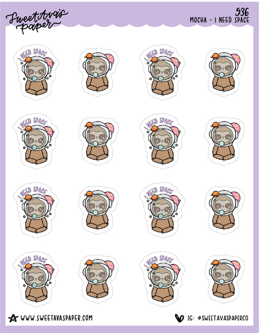 I Need Space Planner Stickers - Mocha The Sloth [536]