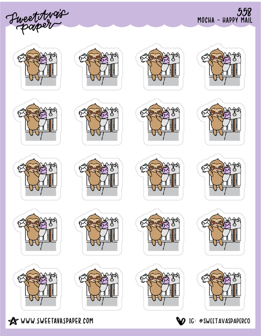Mailbox Planner Stickers - Mocha The Sloth [558]