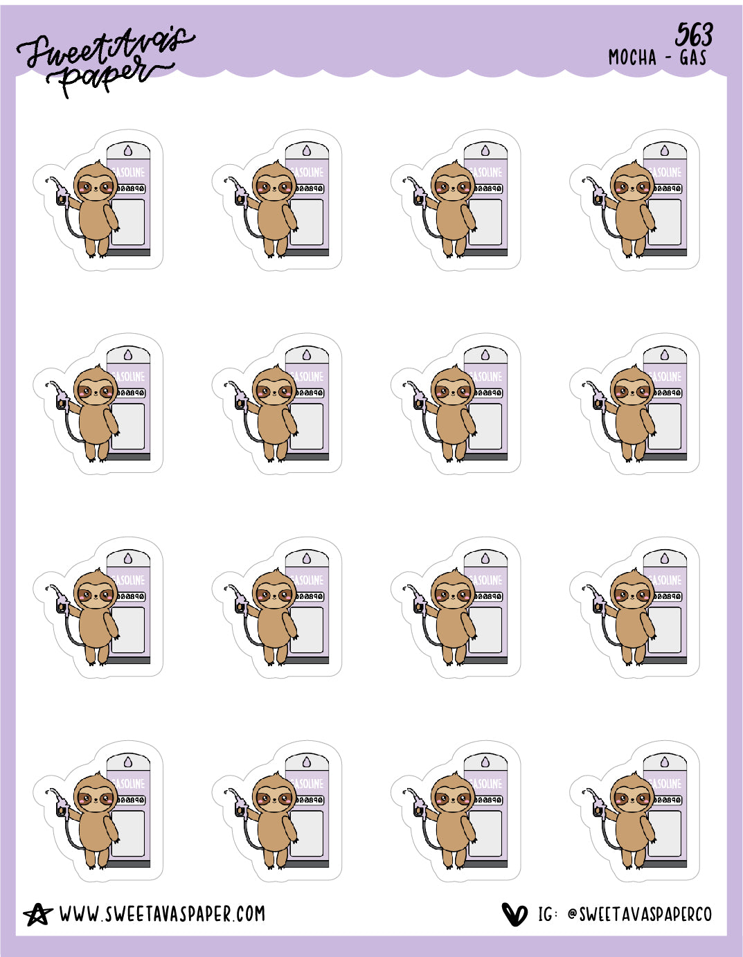 Gas Planner Stickers - Mocha The Sloth [563]