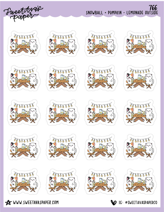 ICON SIZE - Lemonade Picnic Planner Stickers - Snowball The Cat - [766]