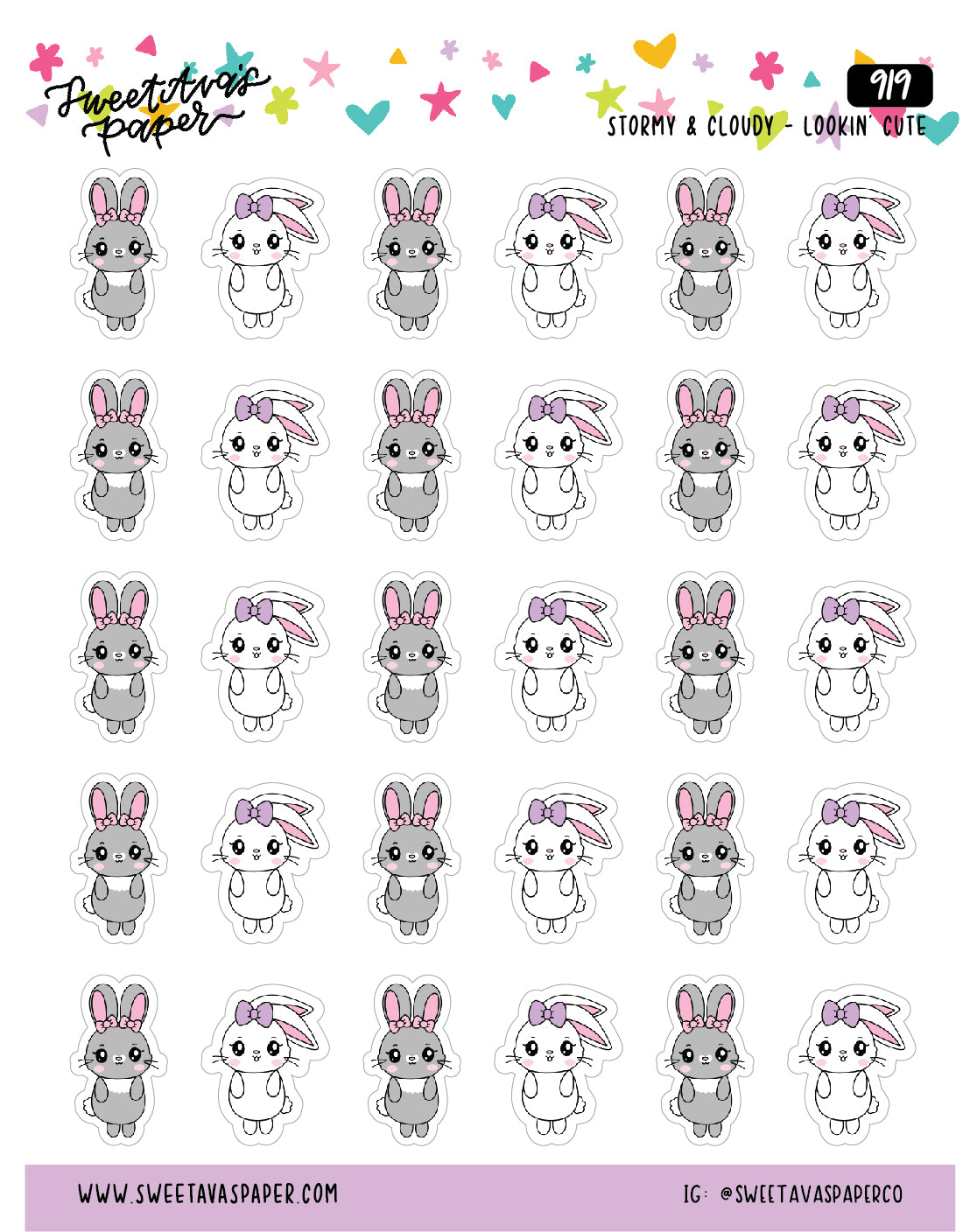 Looking Cute Planner Stickers - Stormy & Cloudy Bunnies - [919