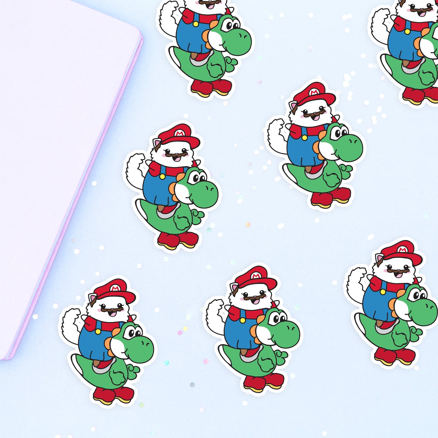 Snowball Mario and Yoshi Vinyl Sticker