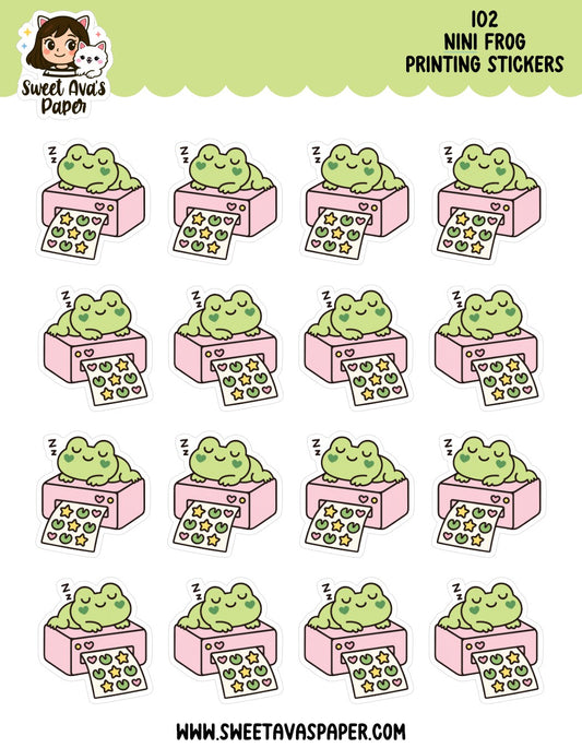Nini Frog Printing Stickers – Physical Kawaii Office & Planner Stickers for Journals [102]