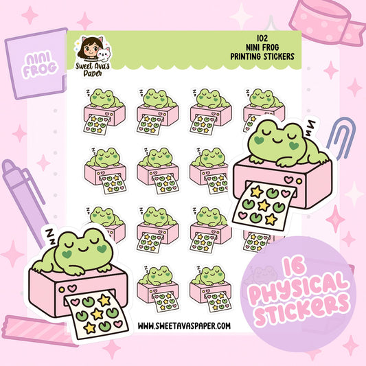 Nini Frog Printing Stickers – Physical Kawaii Office & Planner Stickers for Journals [102]