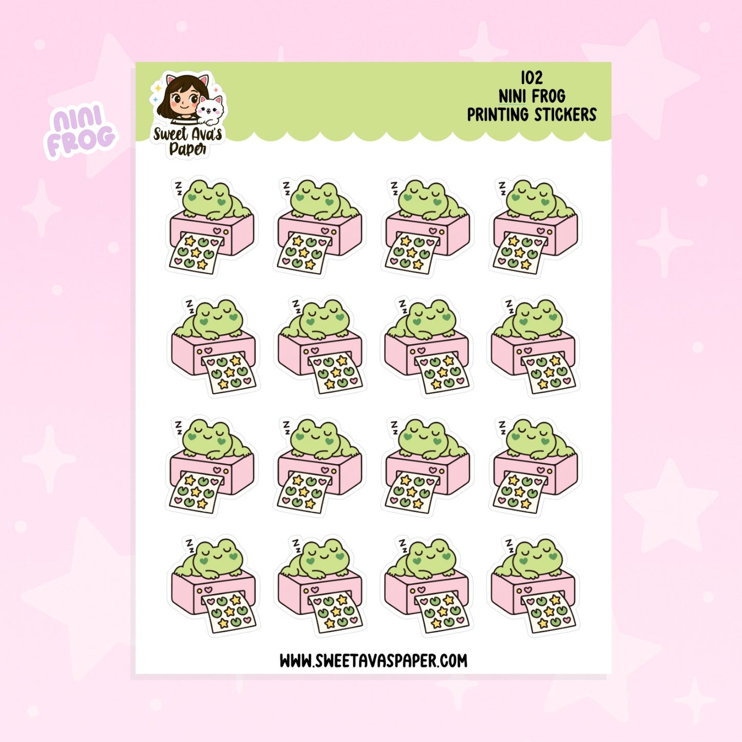 Nini Frog Printing Stickers – Physical Kawaii Office & Planner Stickers for Journals [102]