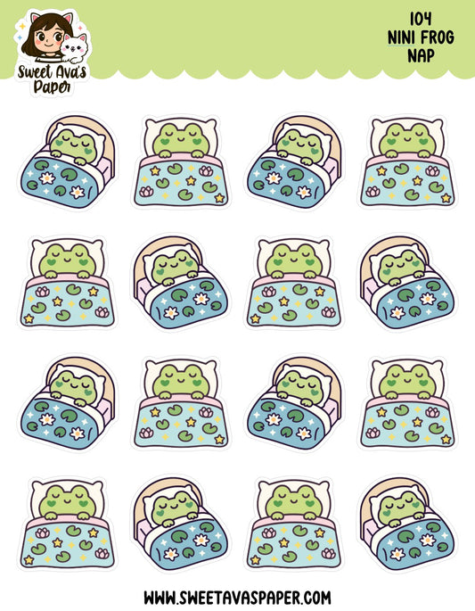 Nini Frog Nap Planner Stickers – Physical Kawaii Sleep & Rest Stickers for Planners [104]