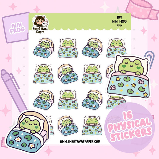 Nini Frog Nap Planner Stickers – Physical Kawaii Sleep & Rest Stickers for Planners [104]