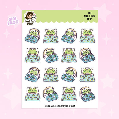 Nini Frog Nap Planner Stickers – Physical Kawaii Sleep & Rest Stickers for Planners [104]