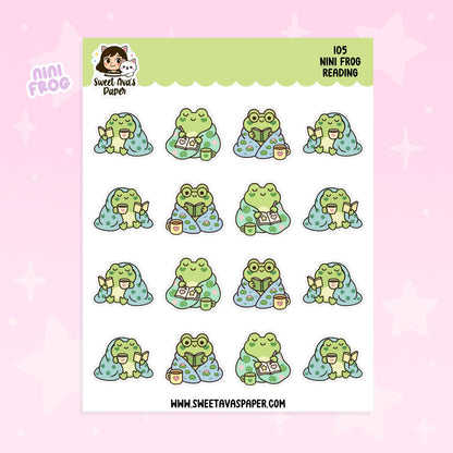 Nini Frog Reading Planner Stickers – Physical Kawaii Cozy & Book Lover Stickers for Planners [105]