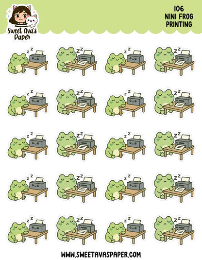 Nini Frog Printing Planner Stickers – Physical Kawaii Office & Work Stickers for Planners [106]