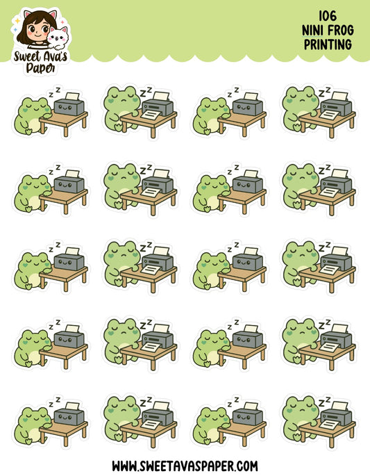 Nini Frog Printing Planner Stickers – Physical Kawaii Office & Work Stickers for Planners [106]