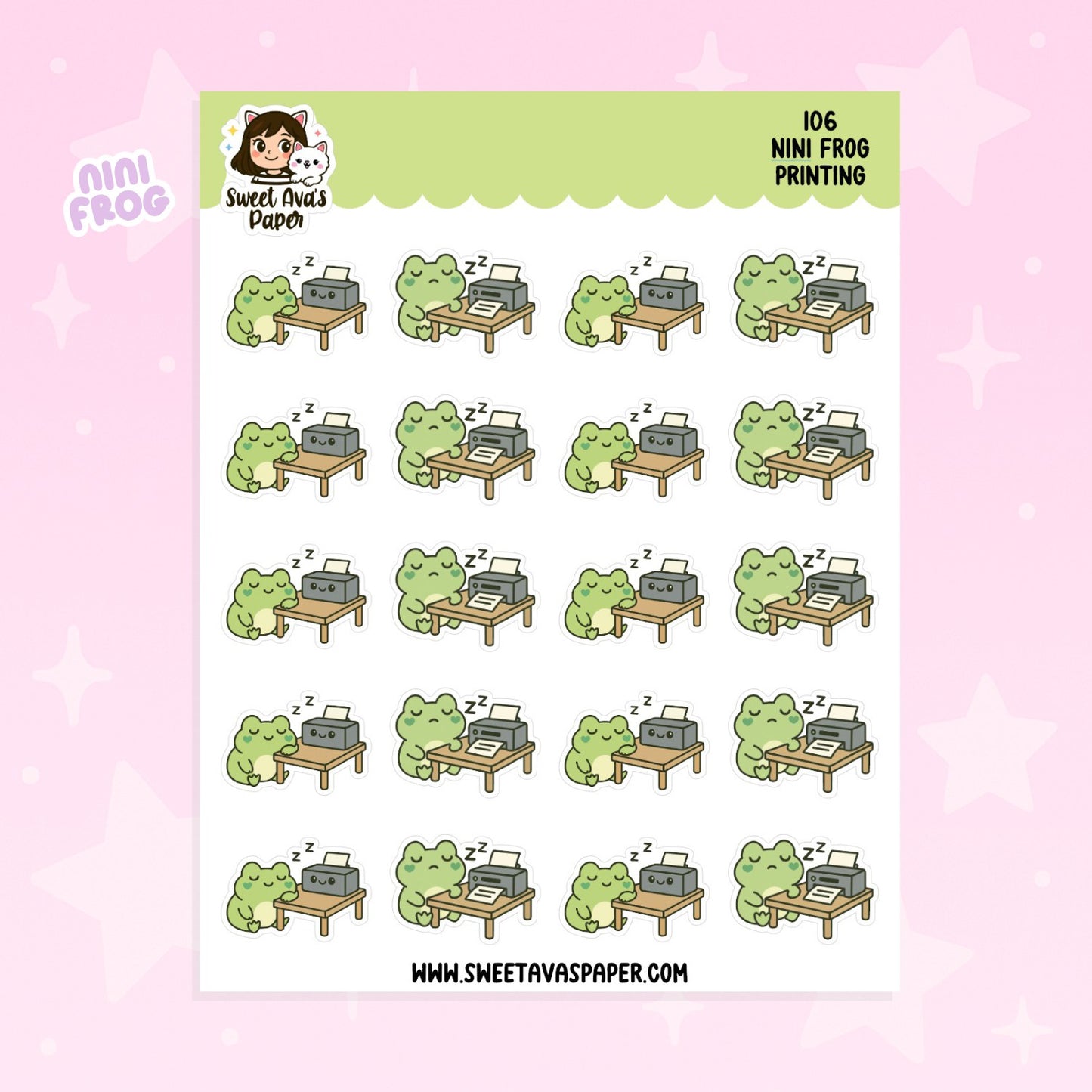 Nini Frog Printing Planner Stickers – Physical Kawaii Office & Work Stickers for Planners [106]