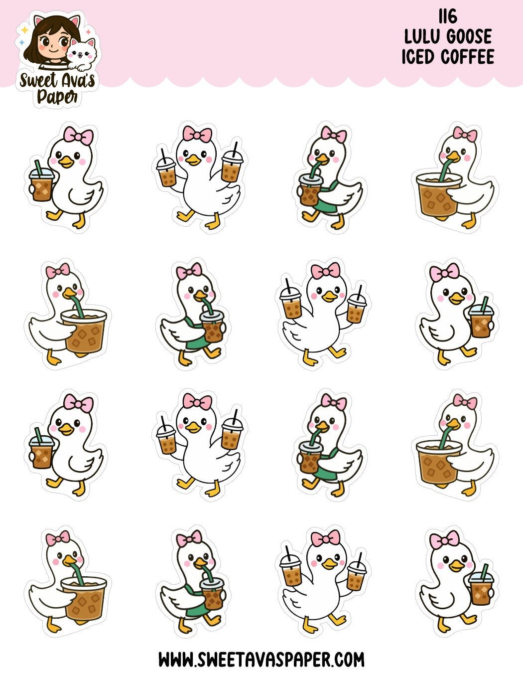 Lulu Goose Iced Coffee Planner Stickers – Physical Coffee Lover Stickers [116]