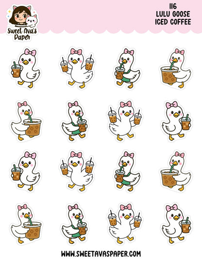 Lulu Goose Iced Coffee Planner Stickers – Physical Coffee Lover Stickers [116]
