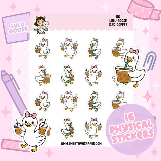 Lulu Goose Iced Coffee Planner Stickers – Physical Coffee Lover Stickers [116]