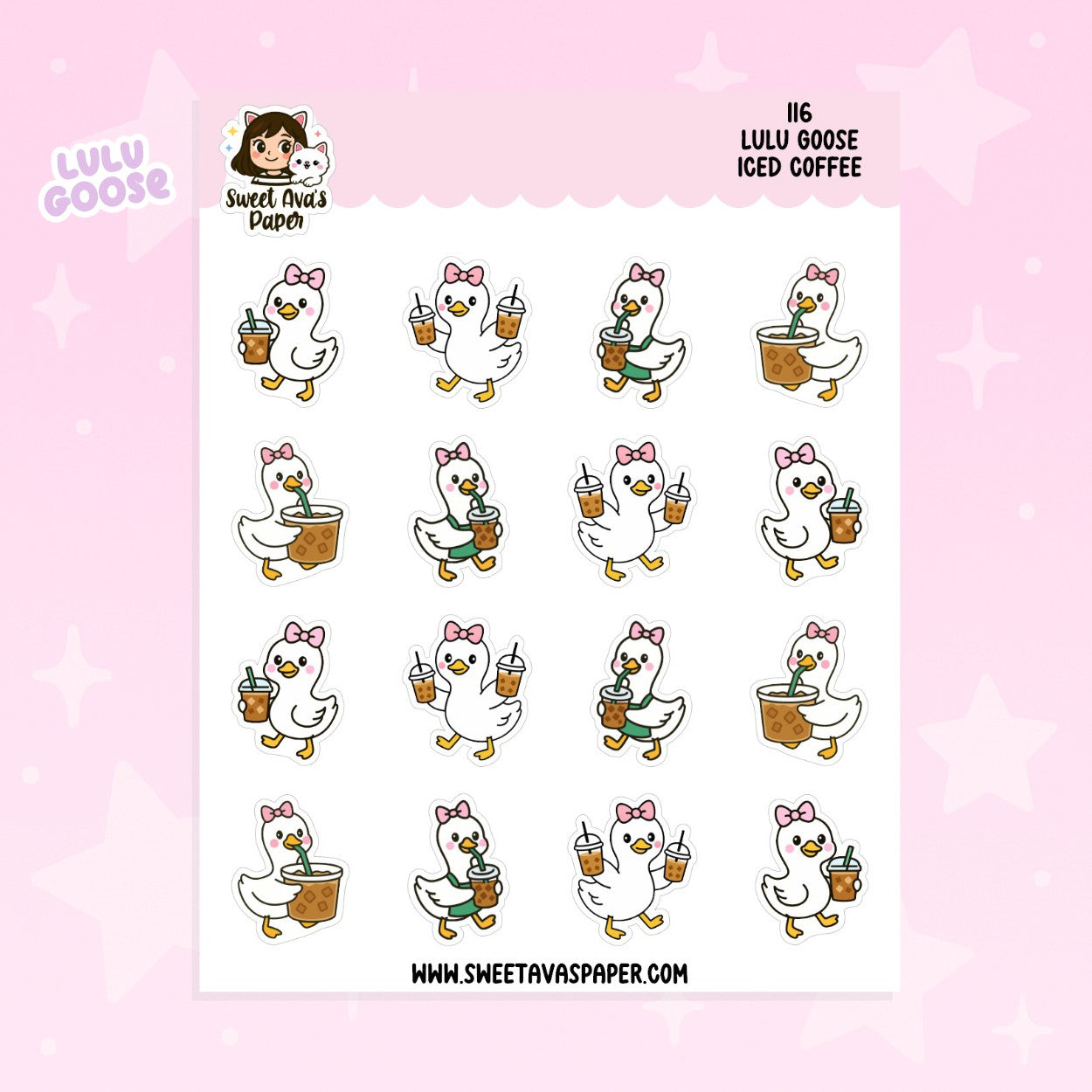 Lulu Goose Iced Coffee Planner Stickers – Physical Coffee Lover Stickers [116]