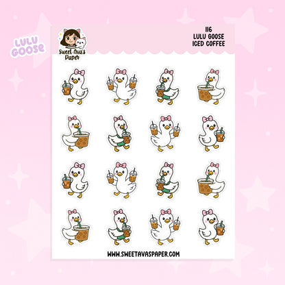 Lulu Goose Iced Coffee Planner Stickers – Physical Coffee Lover Stickers [116]