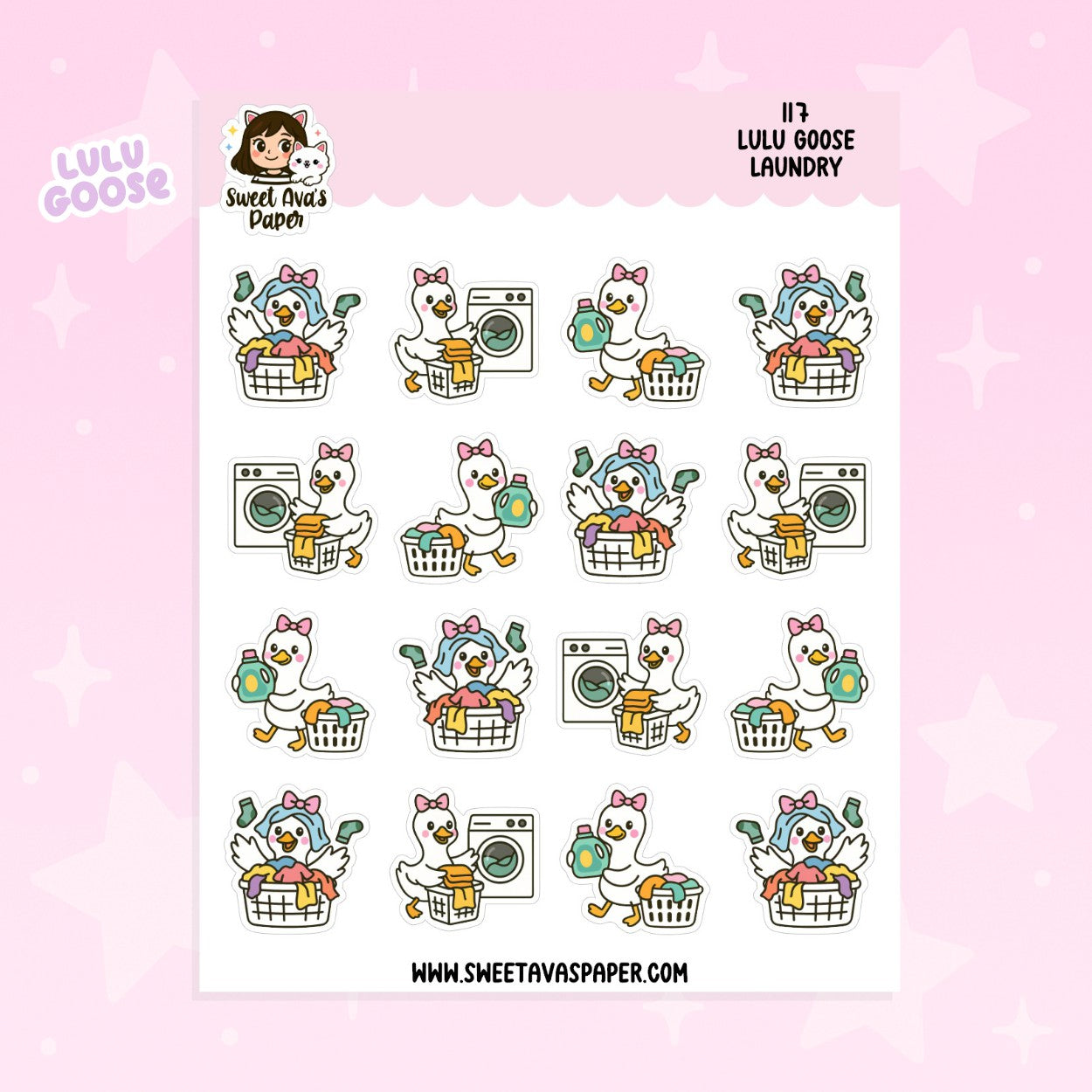 Lulu Goose Laundry Planner Stickers – Physical Cleaning & Chores Stickers [117]
