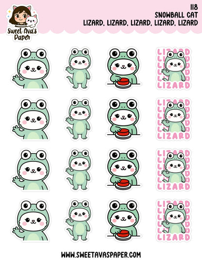Snowball Cat – Lizard, Lizard, Lizard Planner Stickers [118]