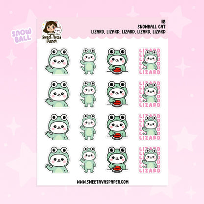 Snowball Cat – Lizard, Lizard, Lizard Planner Stickers [118]