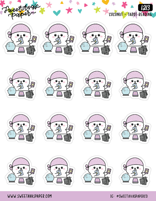 Tarot Card Reading Planning Planner Stickers - Coconut the Puppy [1213]