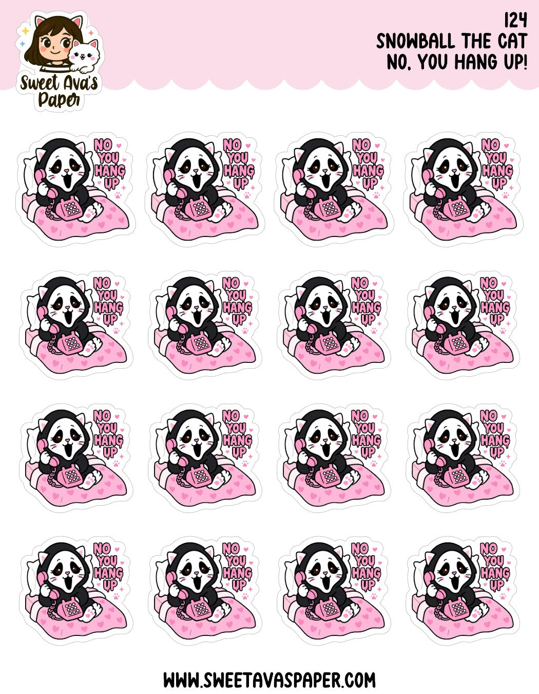 Snowball the Cat Planner Stickers – No, You Hang Up! - Ghostface [124]