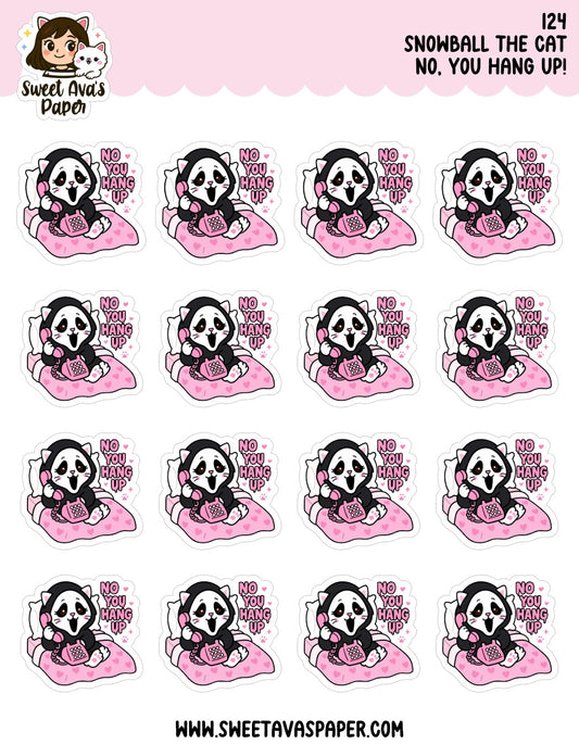 Snowball the Cat Planner Stickers – No, You Hang Up! - Ghostface [124]