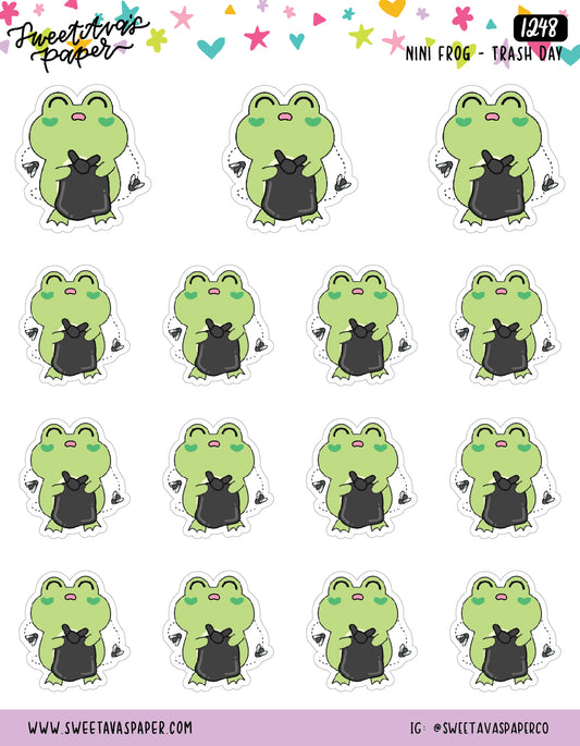 Trash Planner Stickers - Garbage Planner Stickers -Frog Planner Stickers - Character Planner Stickers - Nini Frog - [1248]