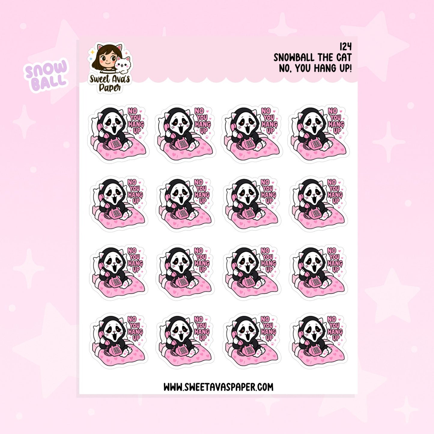 Snowball the Cat Planner Stickers – No, You Hang Up! - Ghostface [124]