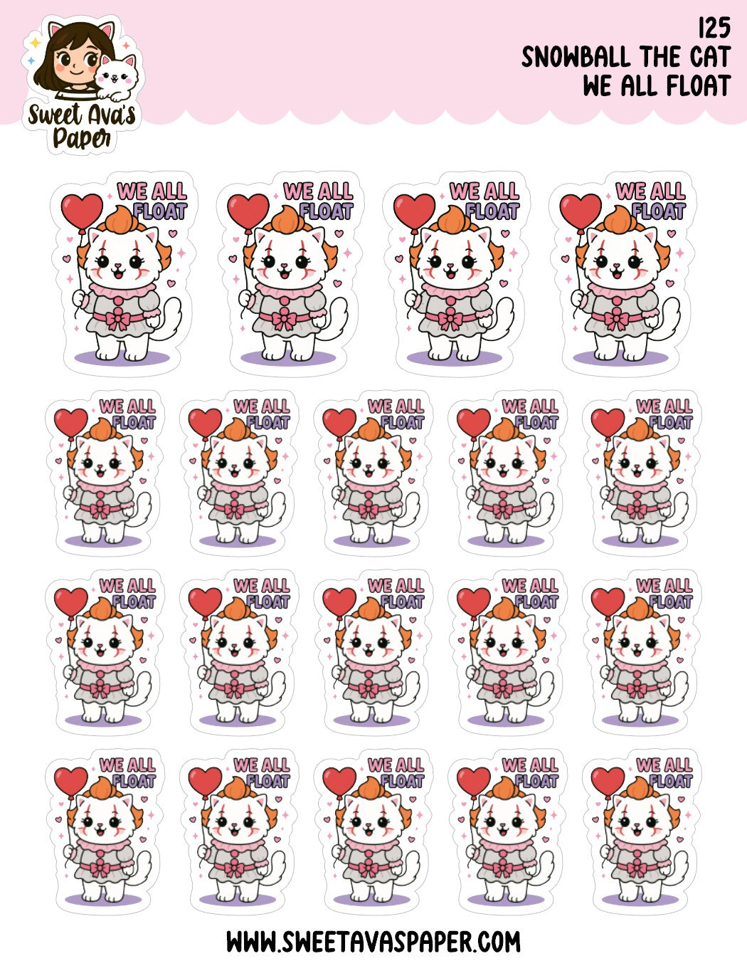 Snowball the Cat Planner Stickers – We All Float [125]