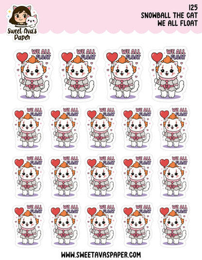 Snowball the Cat Planner Stickers – We All Float [125]
