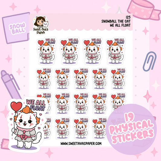 Snowball the Cat Planner Stickers – We All Float [125]