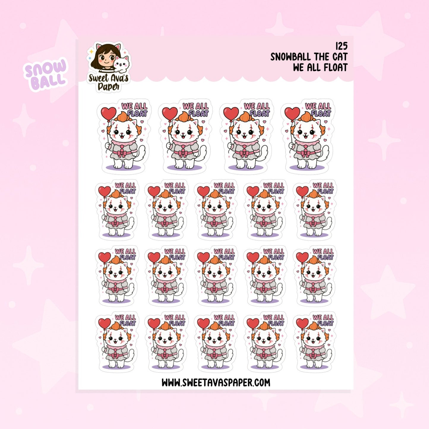 Snowball the Cat Planner Stickers – We All Float [125]