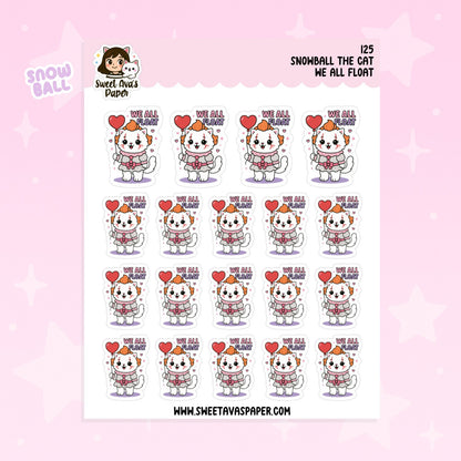 Snowball the Cat Planner Stickers – We All Float [125]