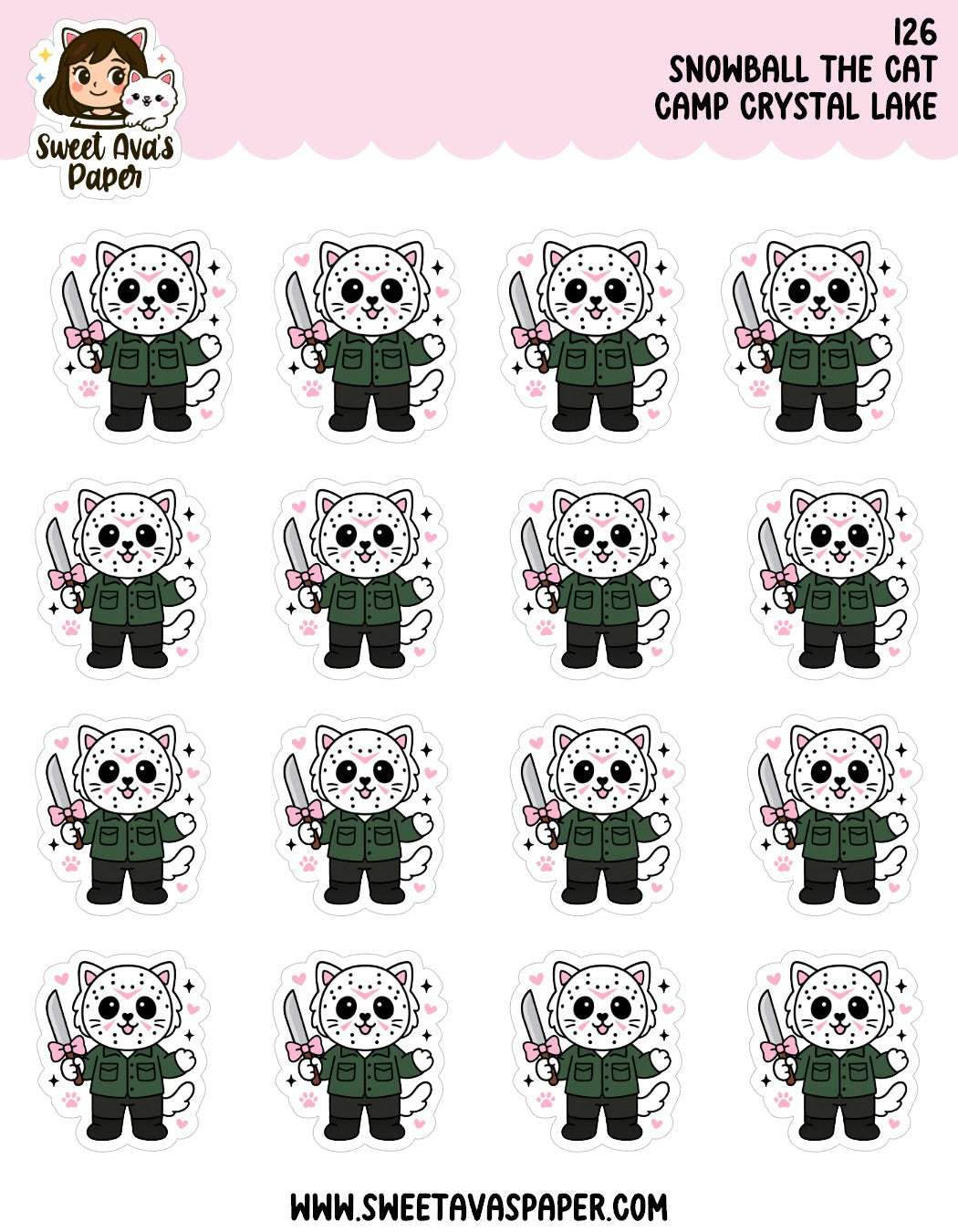 Snowball the Cat Planner Stickers – Camp Crystal Lake [126]