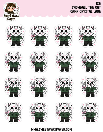 Snowball the Cat Planner Stickers – Camp Crystal Lake [126]