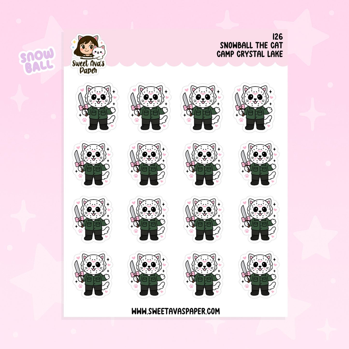 Snowball the Cat Planner Stickers – Camp Crystal Lake [126]