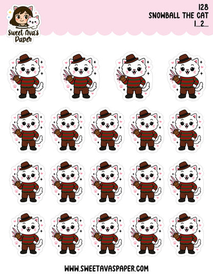 Snowball the Cat Planner Stickers – Freddy Horror Stickers [128]