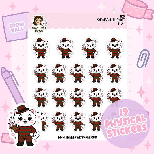 Snowball the Cat Planner Stickers – Freddy Horror Stickers [128]