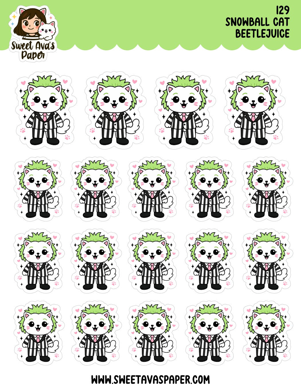 Snowball the Cat Planner Stickers – Beetlejuice [129]